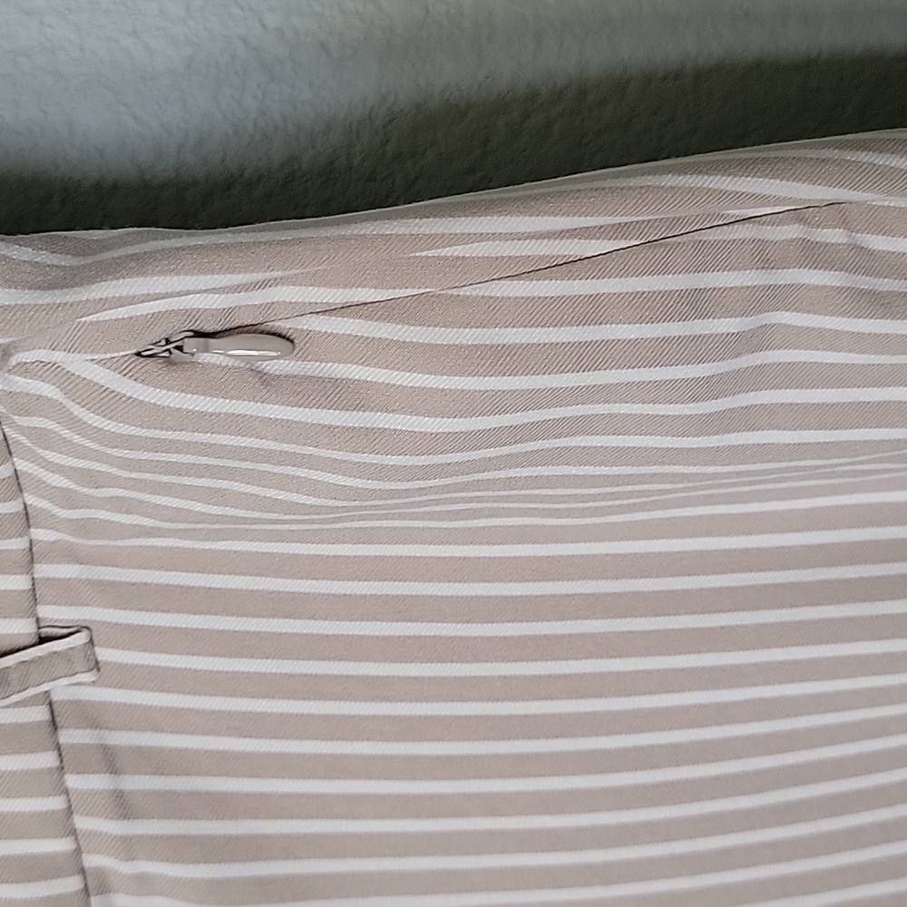 Lane Bryant Office Neutral Cream White Ticking Stripe Crop Stretch Pant Size 22 - Picture 4 of 11